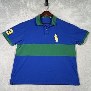 Polo Ralph Lauren Polo Shirt Mens 2XB 2XL Big Blue Green Big Pony Rugby